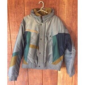 McGregor Snowboarding Jacket Size M Medium High & Dry Fabric Silver Blue w/ Hood